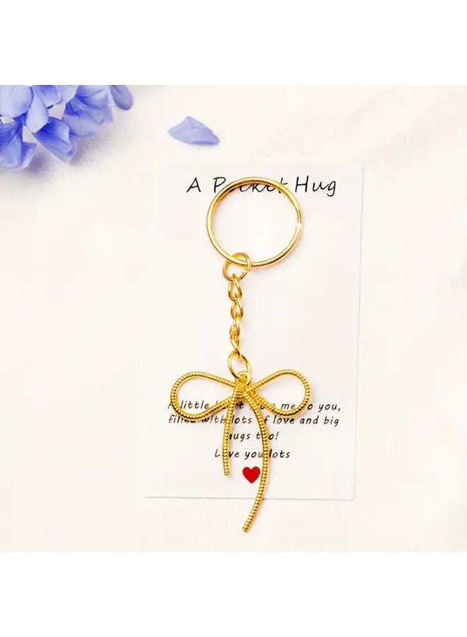 Beige Bow Keychain Gift Set With Hug Cards 10 Sets For Women Friends Sisters - Image 2